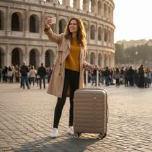 20 Inch Cabin Suitcase 55x40x20cm, PP Hard Shell Lightweight Carry On Luggage With 4 Silent Spinner Wheels & TSA Lock - Champagne - View 2