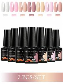 MEET ACROSS 7 pièces Ensemble de vernis à ongles gel couleur macaron 7,3 ml, vernis gel UV semi-permanent sans HEMA TPO à trempage longue durée, sans plomb, pour la décoration des ongles d'été, la conception d'art des ongles DIY, la peinture de manucure, pour le salon et les fournitures pour les ongles à la maison - Multicolore - Voir 18