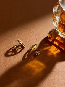 极简奢华G字母耳环，双G耳钉，金色，小众高端优雅耳环，通勤百搭，时尚耳环，跨境热销不锈钢饰品，送给女友/闺蜜的礼物 - G字耳釘 - 查看 4