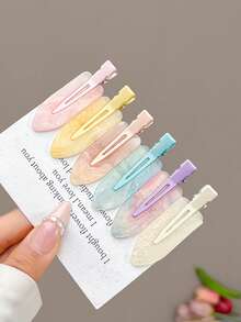 2pcs Seamless Hair Clips, Bangs Hairpins, Cute Girl Style Fringe Hair Clips - Multicolor - View 3