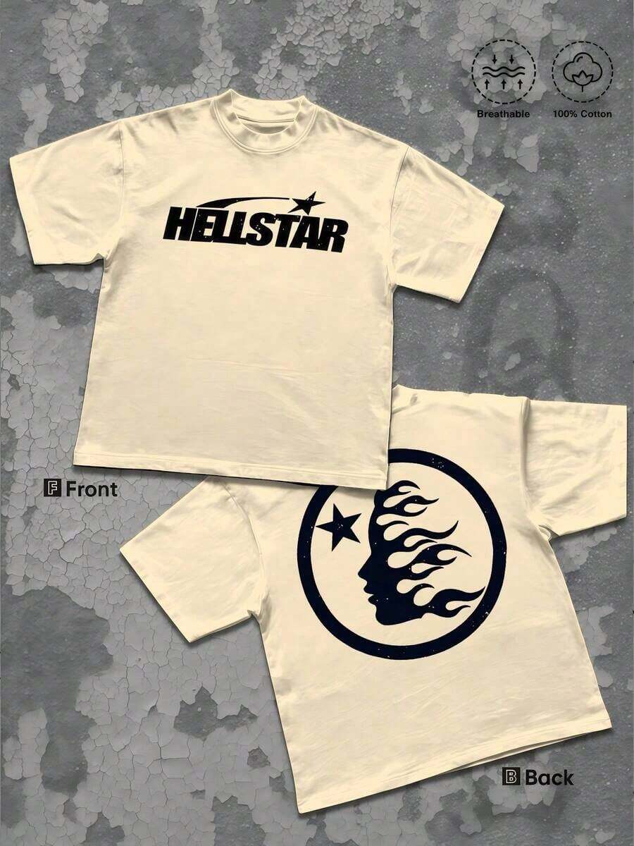 2026Vintage Streetwear 220g T Shirt 1pcs Retro Graphic 100% Cotton Y2K Swag Men Clothes, Double Sided Star And Flame Graphic TShirt, Cosmic Style Digital Printed T Shirt Gifts For MenLoose And Comfortable,Casual And Easy-Goin,High-Quality Wax Printed Cotton Retro FashionBrand T-Shirt, Men's T-Shirt, Beach Must-Have, Men's Summer T-Shirt, Holiday Gift, Perfect Gift,Graphic Tees Women,Graphic Tee,Shirts - Apricot - View 1