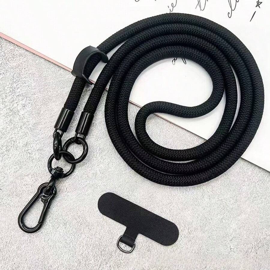 Black Lanyard Patch 1pc Nylon Phone Lanyard, Sturdy Outdoor Crossbody Strap, High-End Accessory For Camera Or Phone Spring Gift - Black - View 1
