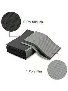 50pcs/Pack Disposable Nail Desk Covers, 13" X 18", 3-Ply Waterproof Dental Bibs, Suitable For Patients - Dentist Or Manicure Tray Covers - Black - View 4