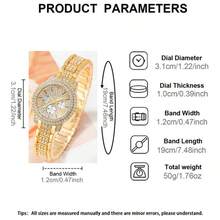 1 Set Women's Watch, Fashionable & Elegant, Round Roman Numeral Quartz Watch With Necklace, Ring, Earrings And Bracelet Jewelry Set, Suitable For Daily Wear, Birthday, Back To School, Thanksgiving And Romantic Occasions, Perfect Gift (Excluding Gift Box) - Gold - View 2