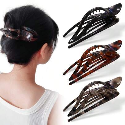 大号纯色/豹纹亚克力发爪夹，抓力强劲，适合头发浓密、较长的人士日常发型