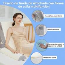 Almohada Cojin Antireflujo Cuña Ajustables Respaldo Grande Almohada de Cuña para Apnea del Sueño, 3 Piezas de Almohada de Espuma Ajustable para Sentarse en la Cama, Juego de Almohadas de Cuña para Cabecera 10 en 1 para Reflujo Ácido, Ronquidos, Gris - blanco grisáceo - Ver 5