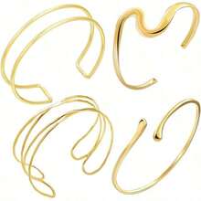 4pcs Women's Arm Cuff Bracelet Set, Minimalist Adjustable Arm Bands - A0021T-2 - View 10