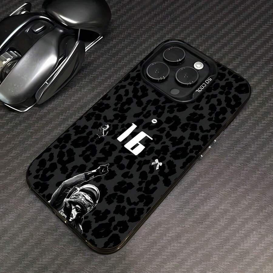 Victoria de Charles , estampado de leopardo monocromo.funda de teléfono Fundas compatibles con ,Apple,VIVO,OPPO,,, y Honor.Fabricadas en silicona TPU,ofrecen protección contra golpes y caídas. - Negro - Ver 1