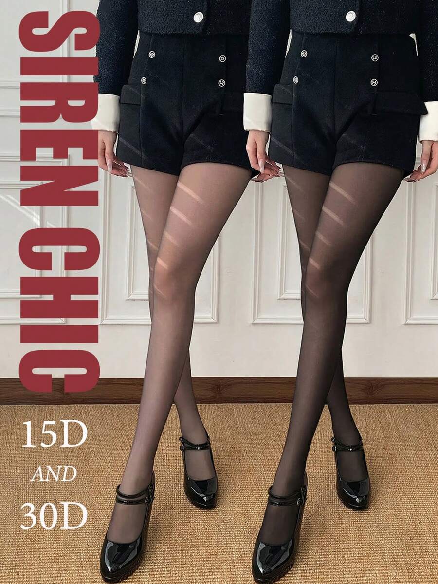 2 paia di collant neri trasparenti, calze sottili sexy, collant alla moda per primavera/estate - nero - Visualizzare 1