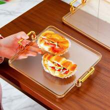 1pc Modern Luxury Dual-Handle Design Tray, Suitable For Wedding, Snacks, Outdoor, Multi-Purpose Tray - Champagne - View 4