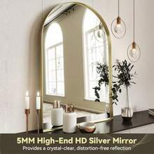 Brightify - Espejo arqueado espejo dorado de 22 x 30 pulgadas espejo de pared con marco de metal dorado arqueado espejo arqueado superior para baño tocador para sala de estar dormitorio repisa - Dorado - Ver 5
