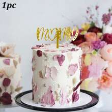 1个/3个/6个装 最佳妈妈金色粉色亚克力蛋糕装饰牌，母亲节派对用品 - 多色 - 查看 26