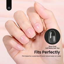 Beetles Soft Gel Nail Tips Short Almond 288pcs In 12 Sizes, Etch-X Pre-Etched Full Cover Acrylic Fake Nails Art - Oval Short 576pcs (Etch X Nail Tips ) - 查看 6