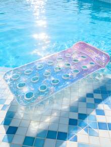 1pc Inflatable Hollow Gradient Sequin Floating Bed, Made Of PVC Material, Summer Beach Inflatable Floating Device, Water Relaxing Lounger, Swimming Pool Float, Beach Essential, Beach Accessory - Water Rest Area - View 15