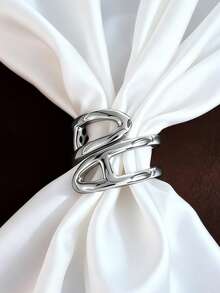 2pcs Women's Silk Scarf Set With Zinc Alloy Scarf Clips - Multicolor - View 3