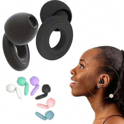 1 Set Reusable Silicone Ear Plugs, Suitable For Sleeping & Swimming, Noise Reduction Up To 35dB, Comes With 2 Sizes, Suitable For Snoring, Study, Concerts & Hearing Protection