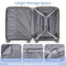 20 Inch Cabin Suitcase 55x40x20cm, PP Hard Shell Lightweight Carry On Luggage With 4 Silent Spinner Wheels & TSA Lock - Champagne - View 6