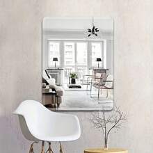1pc Modern Frameless Acrylic Self-Adhesive Mirror, Size 11.81x19.7 Inches, 2mm Thick, No Power Needed, Plastic Wall Mounted Bathroom Vanity Mirror - Silver - View 6