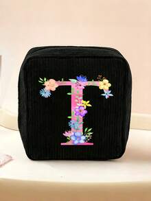 1 Stück Kordstoff minimalistische Reise-Make-up-Tasche, tragbare multifunktionale Aufbewahrungstasche, große Kapazität Damenhygiene-Tasche, neue verdickte Damenhygiene-Aufbewahrungstasche, Menstruationspads-Aufbewahrungstasche, geeignet für den täglichen Gebrauch, Urlaub, Aufbewahrung, Reisen, kann als Geburtstagsgeschenk, Weihnachtsgeschenk, Halloween-Geschenk, Muttertagsgeschenk für Familie, Mutter, Schwester, Freundin verwendet werden - Schwarz - Übersicht 16