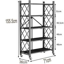 Heavy Duty 5-Tier Metal Storage Rack 2PCS Foldable W/ Wheels Garage Office Rack - As Pic - View 6