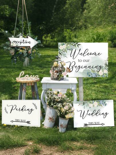 Bộ 22 biển chỉ dẫn mũi tên cho đám cưới, biển "Chào mừng đến với khởi đầu mới của chúng tôi", kèm giá đỡ, in hai mặt, biển "Lối này", biển chỉ dẫn bãi đậu xe cho lễ cưới/tiệc chiêu đãi, thích hợp trang trí sân vườn.