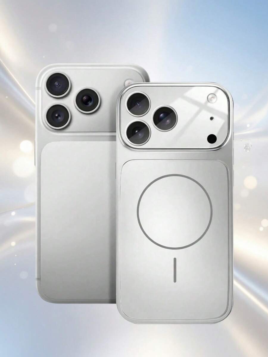 1pc Silver Upgraded Version: Original Large Window Magnetic Protective Case, Compatible With IPhone 17/16/15/14/13 Apple Air/17 Pro Max - Supports Wireless Charging, Matte Texture