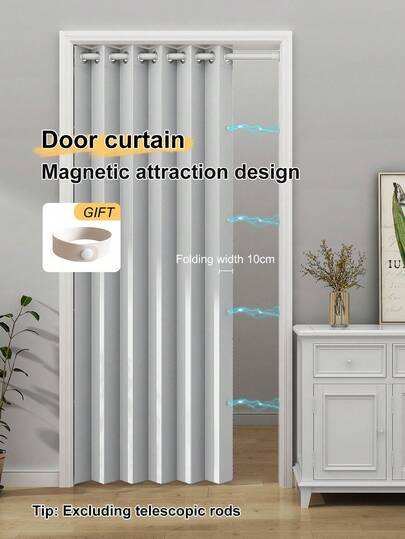 1 pieza Cortina divisoria magnética 100% opaca japonesa, cortina plegable sin perforación, excelente rendimiento de oscurecimiento, caída suave, cortina interior gruesa a prueba de viento y soleada, adecuada para sala de estar, dormitorio, cocina, habitación infantil, etc. Cortina opaca plegable de unicolor personalizable de 10 cm, cortina plegable con ojales para partición de privacidad