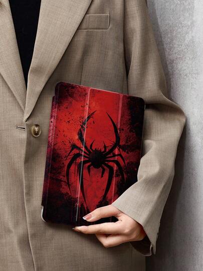 1pc Deep Red Spider Pattern, Painted In Various Colors Tablet Case & Kindle E-Book Case Compatible With IPad 10th Generation, 11/Air 4th/Air 7th/9.7 Inches, Compatible With Samsung Galaxy Tab A9 Plus, Kindle (11th Generation-2024 Release)(6 Inch), Kindle Paperwhite 12th Gen 2024, Great Holiday Gift, Stylish And Simple Pattern.