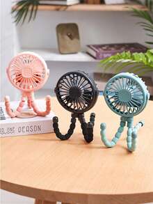 1pc Flexible Handheld Clip-On Tripod Fan With Light Modes, Portable Mini Rechargeable High-Wind Fan - Suitable For Car Seats, Bicycles, Treadmills, Outdoor Travel, Etc. - one-size - View 8