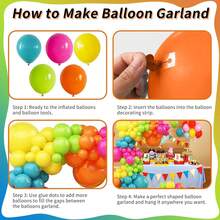 141 piezas Juego de arco y guirnalda de globos con estilo tropical de verano, en colores rosa intenso, verde lima, naranja, azul pizarra, amarillo y arcoíris de látex para decoración de fiesta hawaiana, luau, cumpleaños, baby shower o fiesta en la piscina - Ver 3