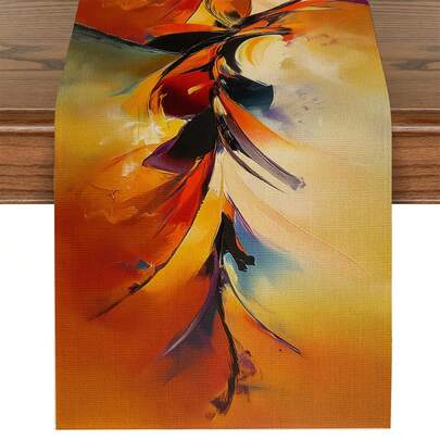 1pc Abstract Art Painting Style Tablecloth, Available In Multiple Sizes, Suitable For Home Dining, Kitchen Decor, Home Decor, Outdoor Party And Restaurant Decoration, Linen Texture Appearance