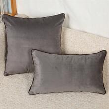 1pc Thickened Plush Gray & White Patchwork PU Leather Sofa Lumbar Pillow Cover, Modern Minimalist - Grey - View 5