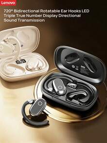 Lenovo Auriculares Bluetooth EA366 con gancho para la oreja, conducción ósea de diseño abierto, conexión Bluetooth 5.4 estable, resistentes al sudor y a las caídas para la práctica deportiva, compatibles con Apple, Huawei y Xiaomi. - Ver 1