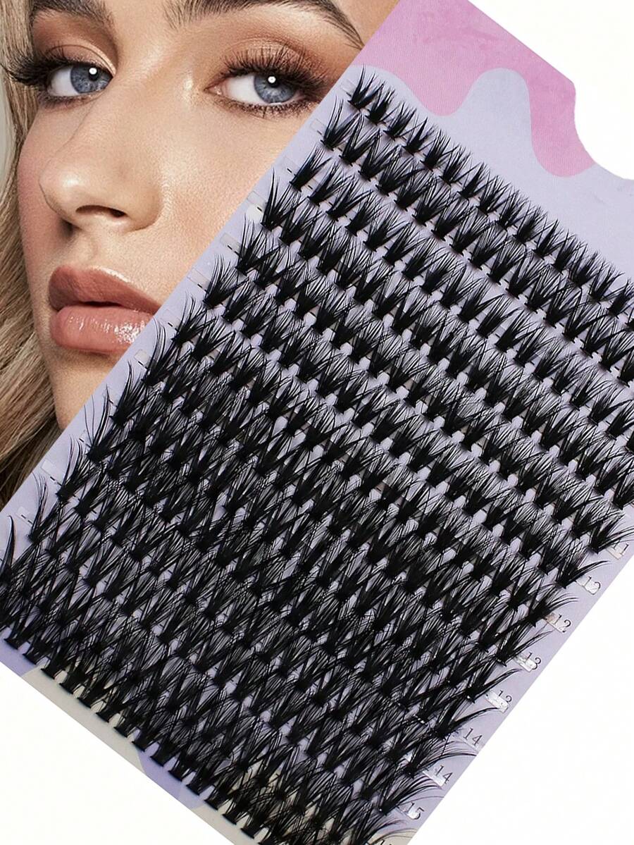 280 Clusters Of 40D Thick D-Roll False Eyelashes Set 9-16mm Mixed Length Soft Natural Single Graft DIY Home Grown Eyelashes - View 1