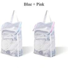 1 pieza/2Pcs Bolsa de lavandería rectangular duradera, hecha de material de malla de panal de poliéster, equipada con cremallera y asa, perfecta para guardar calcetines, ropa interior y ropa de viaje, ideal para la temporada de graduación, la temporada de regreso a la escuela y el verano - Multicolor - Ver 10