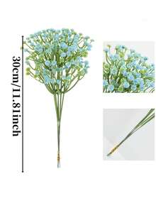 600pcs Blue Artificial Gypsophila Flowers, 20 Bunches Lifelike Gypsophila Bouquet, UV-Resistant Silk-Like Artificial Floral Arrangements, Suitable For Wedding Decor, Elegant Party Centerpieces, Anniversary Celebrations, DIY Home & Garden, Indoor/Outdoor Decoration, Bridal Bouquet And Vase Filler - Baby Blue - View 8