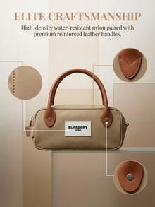 Burberry 1个尼龙波士顿手提包，英伦风手提包，轻便结构设计，适合日常使用、旅行和开斋节礼物 - 摩卡棕 - 查看 4