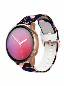 1条20mm/22mm时尚彩色几何星形图案软硅胶表带，兼容三星Galaxy Watch 7/6/5/4/3/Active 2/40mm/44mm/46mm，兼容华为Watch GT 5/4/3/2/Pro/Runner，通用快拆式柔性替换表带，配优雅玫瑰金金属表扣。 - 20mm - 查看 2