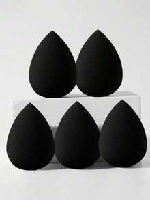5pcs Multi-Functional Black Makeup Sponges, Foundation Blending Sponges, Liquid/Cream/Powder Seamless Smooth Makeup Sponges, Water Drop Shaped Makeup Sponges, Dry & Wet Use Makeup Tools, Professional Soft Concealer Sponges, Soft Makeup Sponge Set, Multi-Purpose Makeup Tools, Suitable For Foundation, Loose Powder - 彩色 - 查看 8