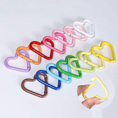 5pcs Aluminum Alloy Heart-Shaped Carabiners, Colorful Outdoor Backpack Decor Hooks, DIY Heart-Shaped Bottle Clips