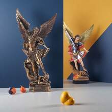 1 pièce Statue en résine de l'Archange Michel - Modèle de collection de l'ange de la bataille. Ornement de bureau pour usage intérieur - 1PC - Voir 5