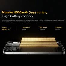Xiaomi 全球首发 POCO X8 Pro Max 5G 智能手机，支持 NFC，搭载联发科天玑 9500S 旗舰芯片，采用 3nm 工艺，配备 LPDDR5X 6400Mbps + UFS 4.1 内存，金属机身，8500mAh 电池，支持 100W 超级快充和最高 27W 反向充电，6.83 英寸 1.5K 120Hz AMOLED 显示屏，5000 万像素四摄，支持 OIS 光学防抖，IP68 级防尘防水，支持 Wi-Fi 7。 - 黑色 - 查看 5
