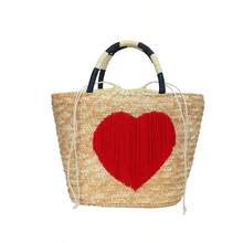 Summer Fruit Pattern Woven Tote Bag, Women Holiday Casual Handbag Suitable For Beach, Seaside, Vacation - Khaki - View 14