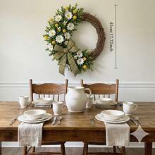 1 pieza Corona tejida de estilo rústico y campestre con patrones de margaritas y abejas, adecuada para decorar la entrada y la repisa de la chimenea, un acento ideal para el hogar en primavera - Multicolor - Ver 6