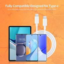 充电线，USB-C 转 USB-C 线，2 米 60W (3A) 适用于 IP 15/ 16/ 17 / 17Pro/ 17Plus/ 17ProMax、Mini 6/ Pro 2025、Air、Galaxy、Switch - 白色 - 查看 8