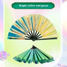 1pc Fashionable Laser Folding Fan, Party Decor To Set The Atmosphere, Lightweight & Portable For Travel, Stylish & Refreshing For Summer Outings, Photography Prop To Elevate The Look, Accessory For Street Style - Hand Fan - View 6