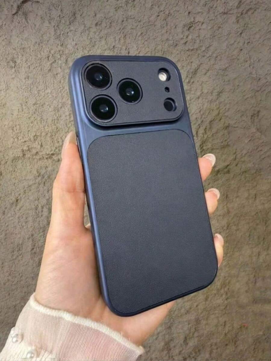 Phone Case With Large Window, Suitable For IPhone 17 Pro Max/16 Pro Max/15 Pro Max/14 Pro Max/13 Pro Max, Simple Style Daily Commute Phone Case, Anti-Drop, Precise Cutouts For Unobstructed Signal, Anti-Fingerprint - Navy Blue - View 1