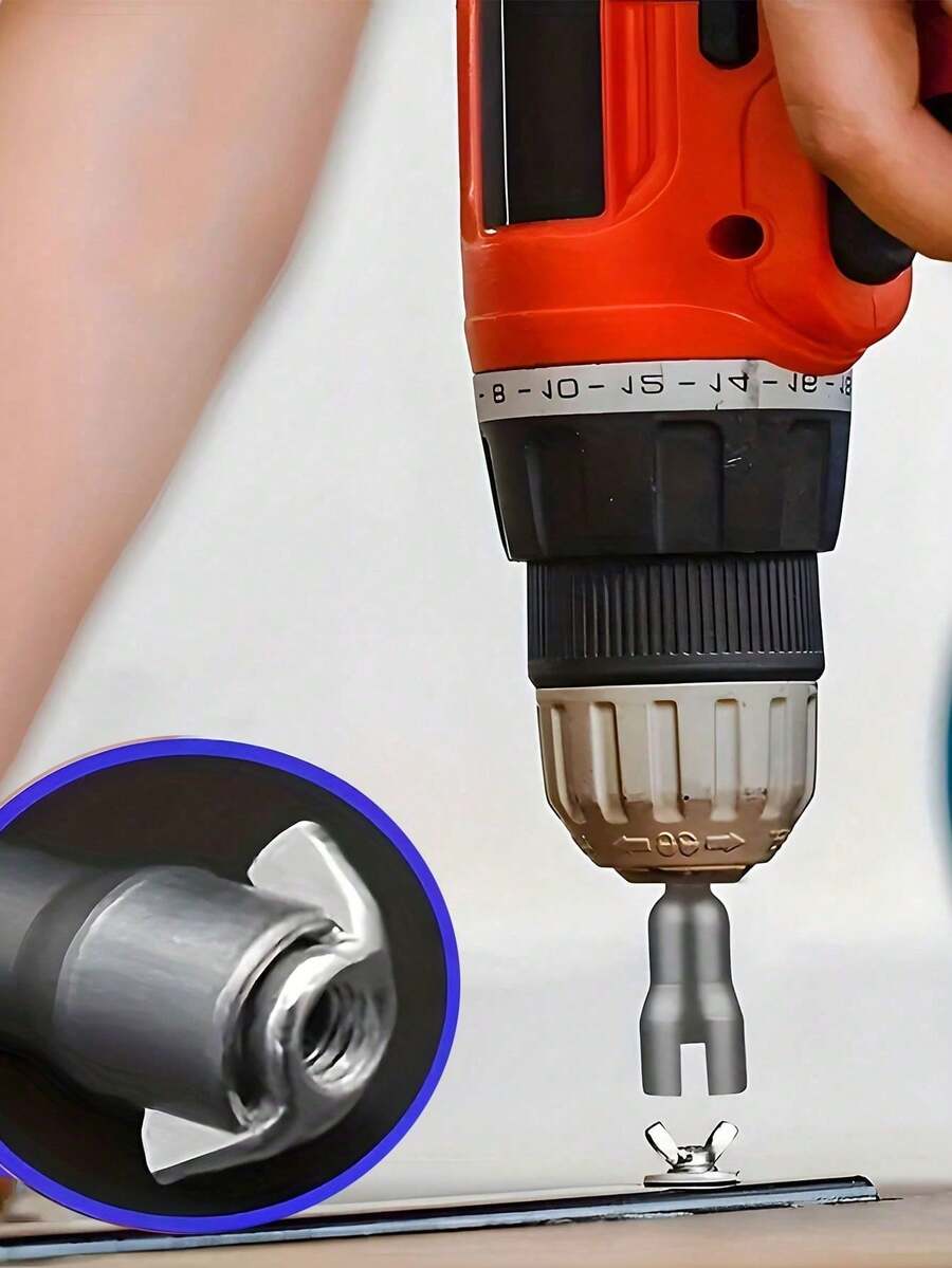 1个蝶形螺栓套筒扳手，6.35mm六角柄套筒适配器螺母，适用于电动工具一字螺丝刀 - 多色 - 查看 1