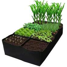 Bộ chậu trồng cây cỡ lớn 8 ngăn, túi trồng cây nhiều ngăn bằng nỉ hình chữ nhật để làm vườn, túi trồng cây 8 ngăn. - màu đen - Xem 11