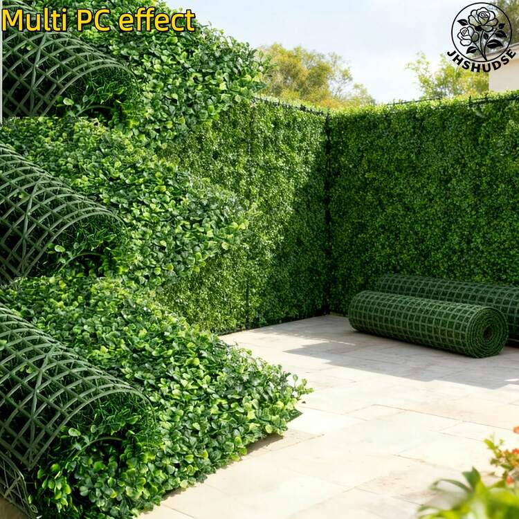 2 pièces, longueur totale 122 cm x 41 cm. Panneaux de haie artificielle de Milan réalistes et grands | Feuillage en plastique vert foncé, simulant des plantes vertes. Convient pour les écrans de confidentialité intérieurs/extérieurs, les mariages, la maison, le bureau, le jardinage, idéal pour Noël, le printemps, l'ombrage de balcon - Multicolore - Voir 9